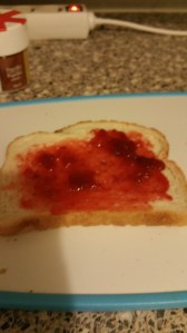 Cover slices of bread with the jam.